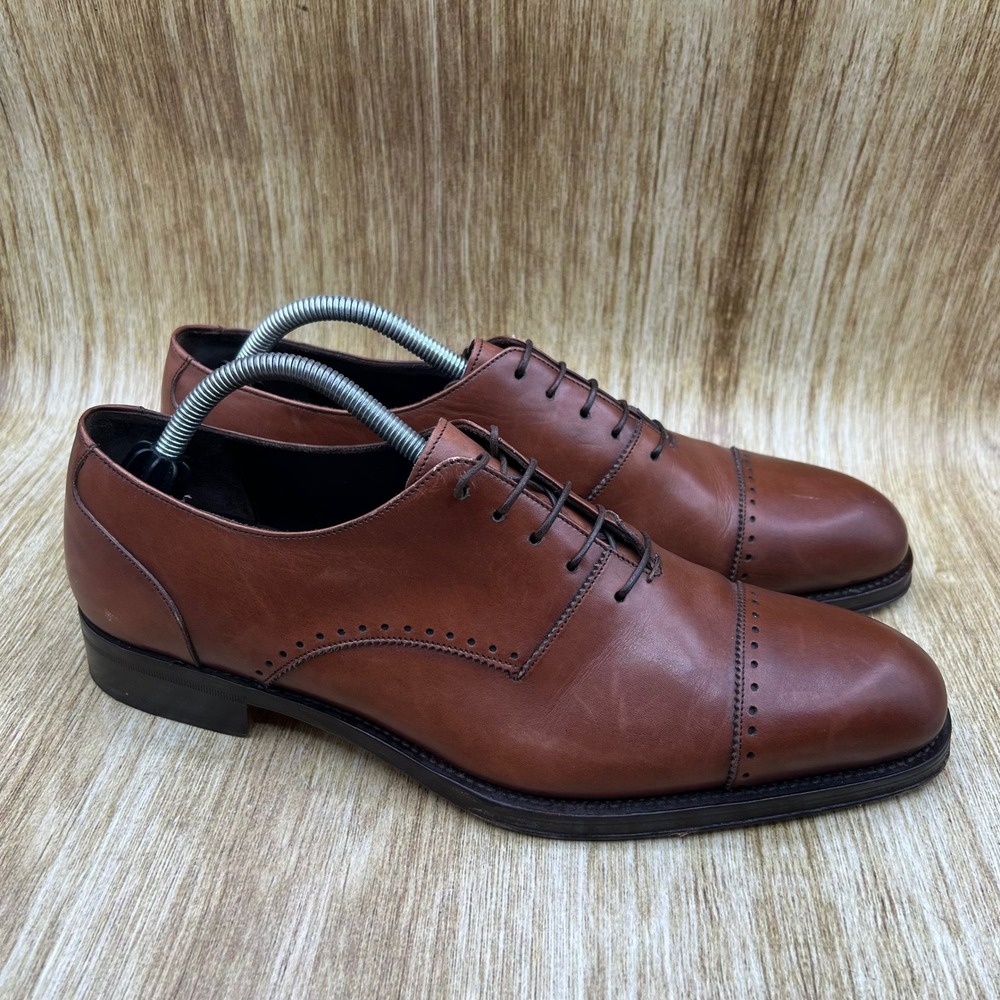 Salvatore Ferragamo Oxford Men's Size 9.5 D Brown Leather Cap Toe Brogue Shoes